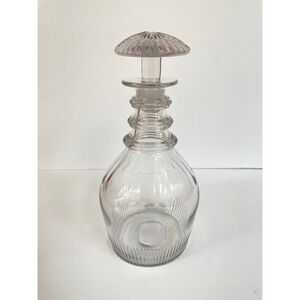 Anglo Irish Lead Glass‎ Decanter Three Neck Rings Mushroom Stopper, Circa 1800's